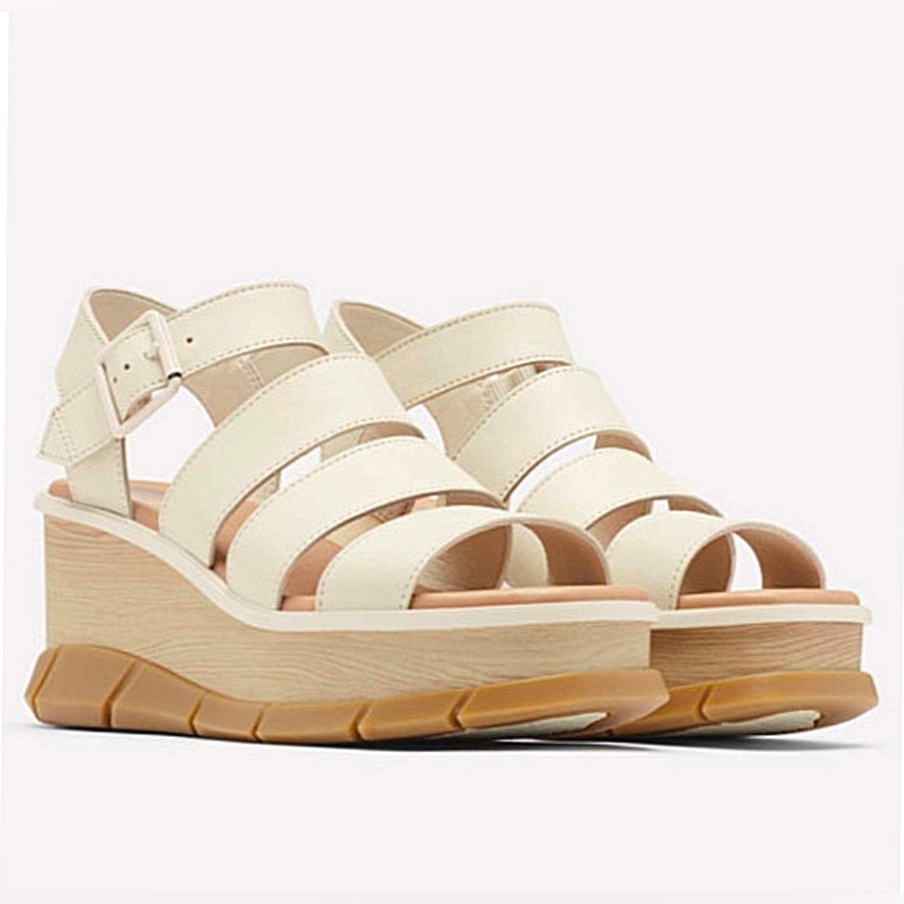 Sorel Cream Strappy Wedge Sandals